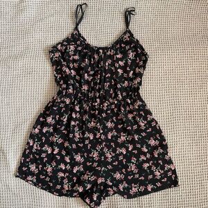 Cute Black Floral Romper